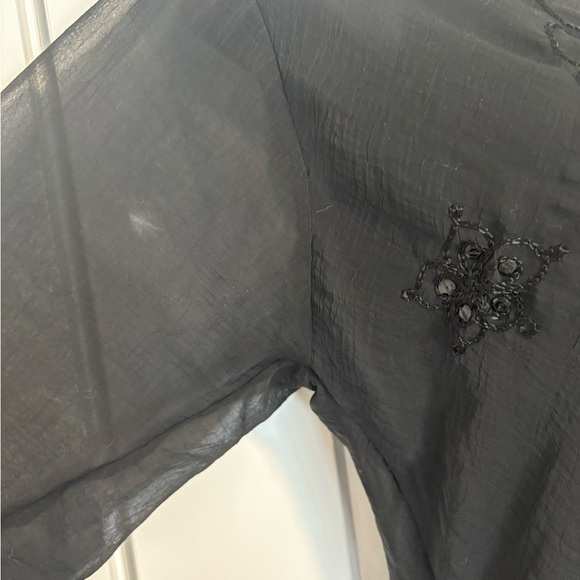 Y2K Lightweight Summer Sleek Sheer Black Women's Coverup Top Size Medium - Picture 5 of 13